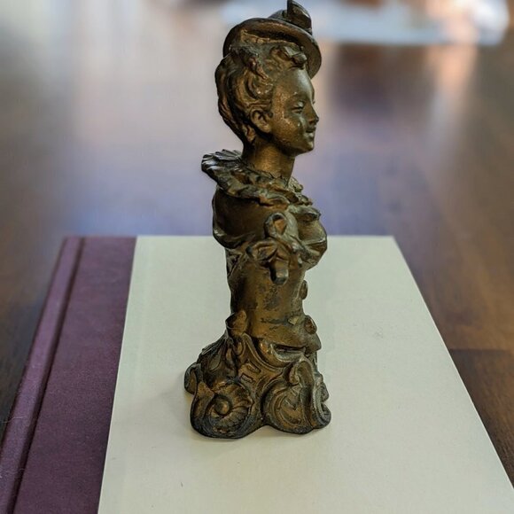 Cast Iron Vintage Brass Victorian Lady Torso Bust Cane Topper - Picture 4 of 10